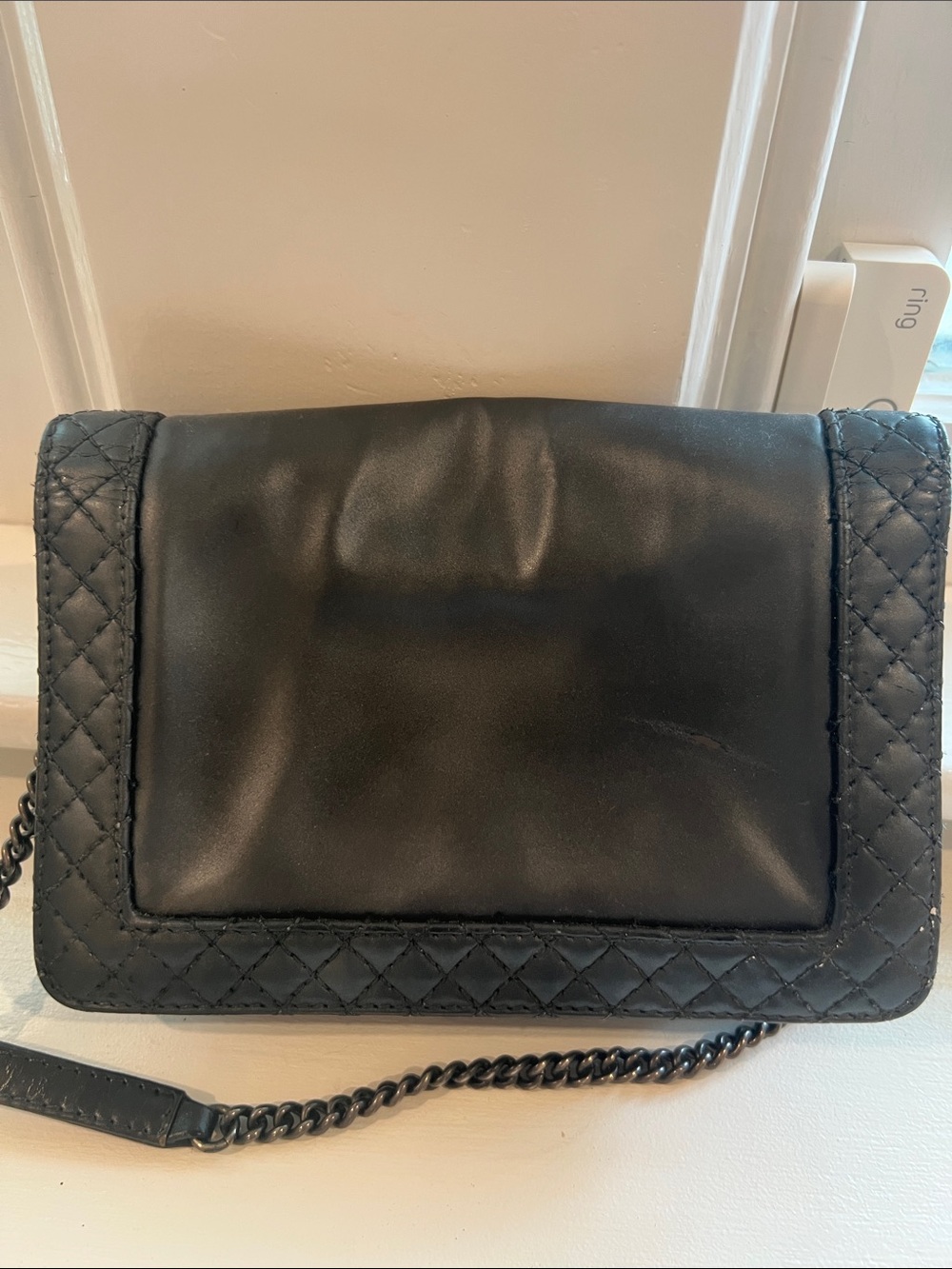 Authentic CHANEL Black Quilted Leather Chain Crossbody Bag - Picture 4 of 4